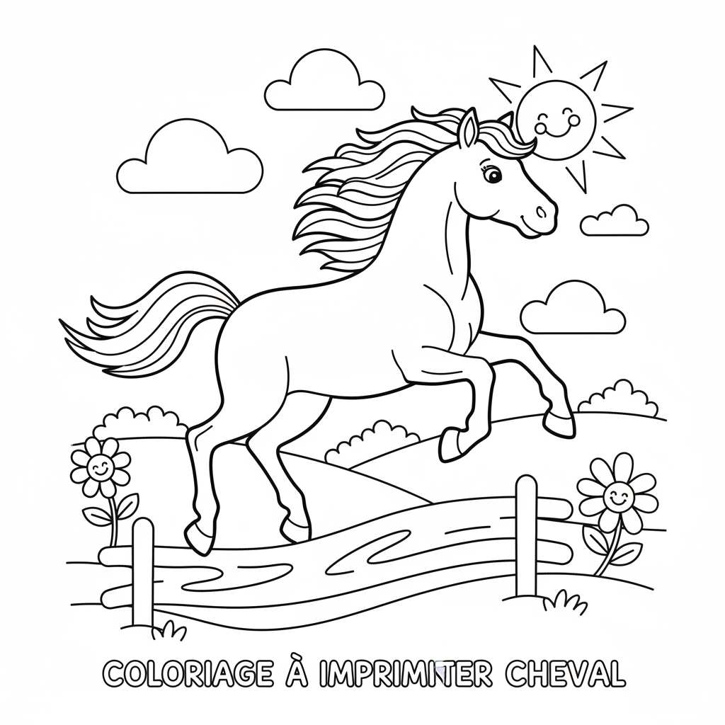 Coloriage coloriage à imprimer cheval 5