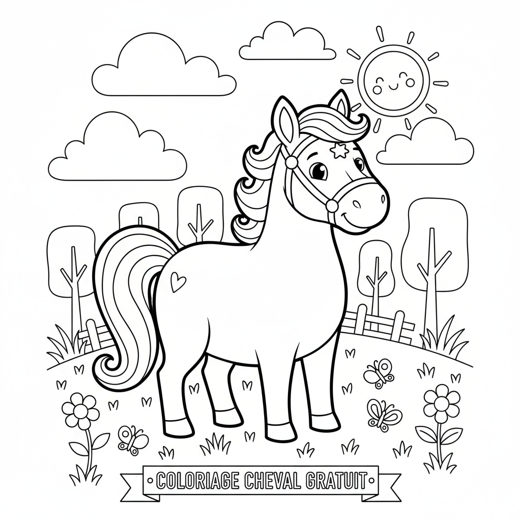 Coloriage coloriage à imprimer cheval gratuit 2