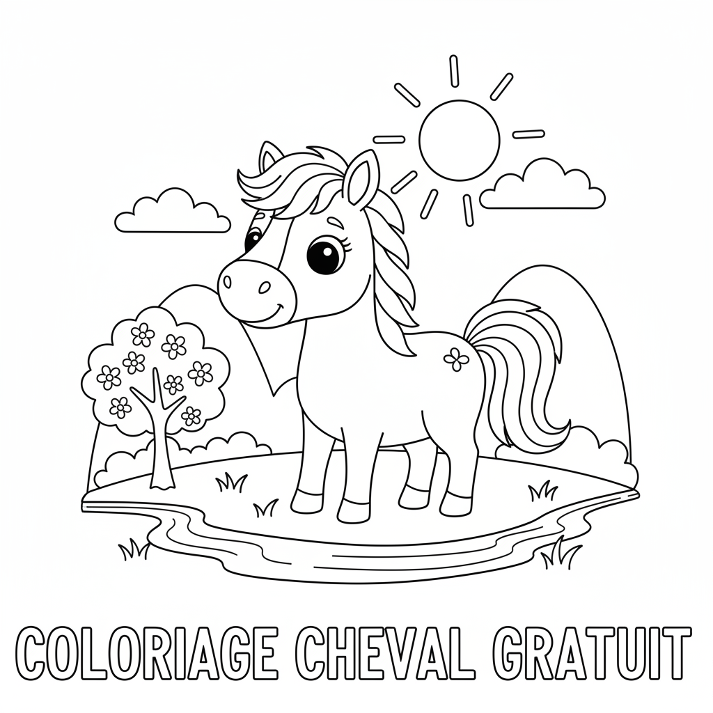 Coloriage coloriage à imprimer cheval gratuit 3