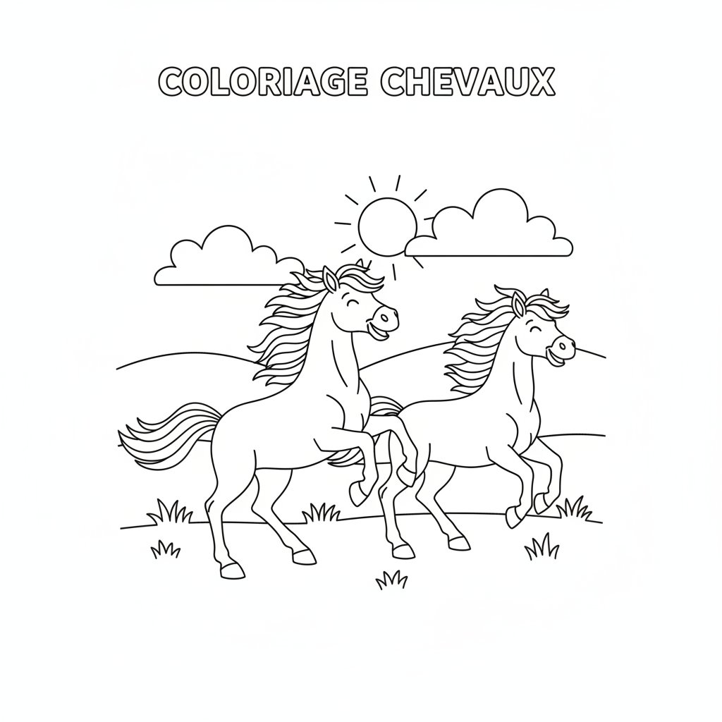 Coloriage coloriage à imprimer chevaux 5