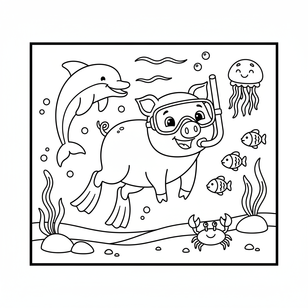 Coloriage coloriage à imprimer cochon 3