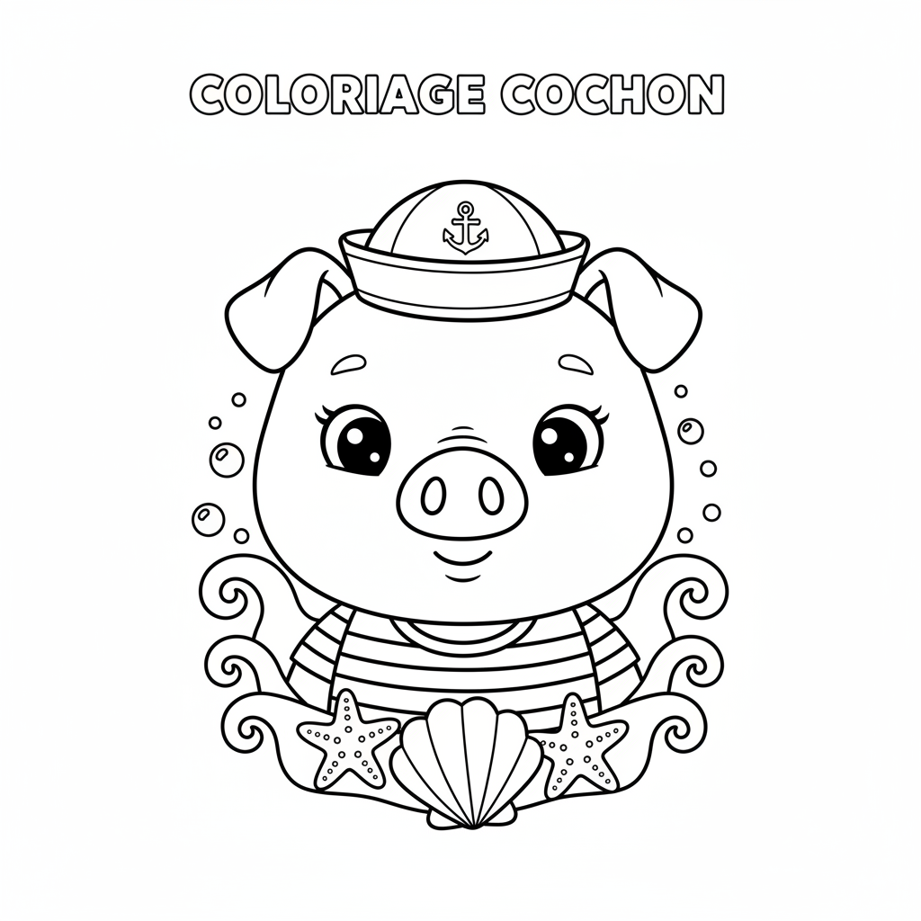 Coloriage coloriage à imprimer cochon 4