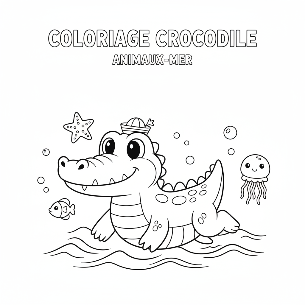 Coloriage coloriage à imprimer crocodile 2