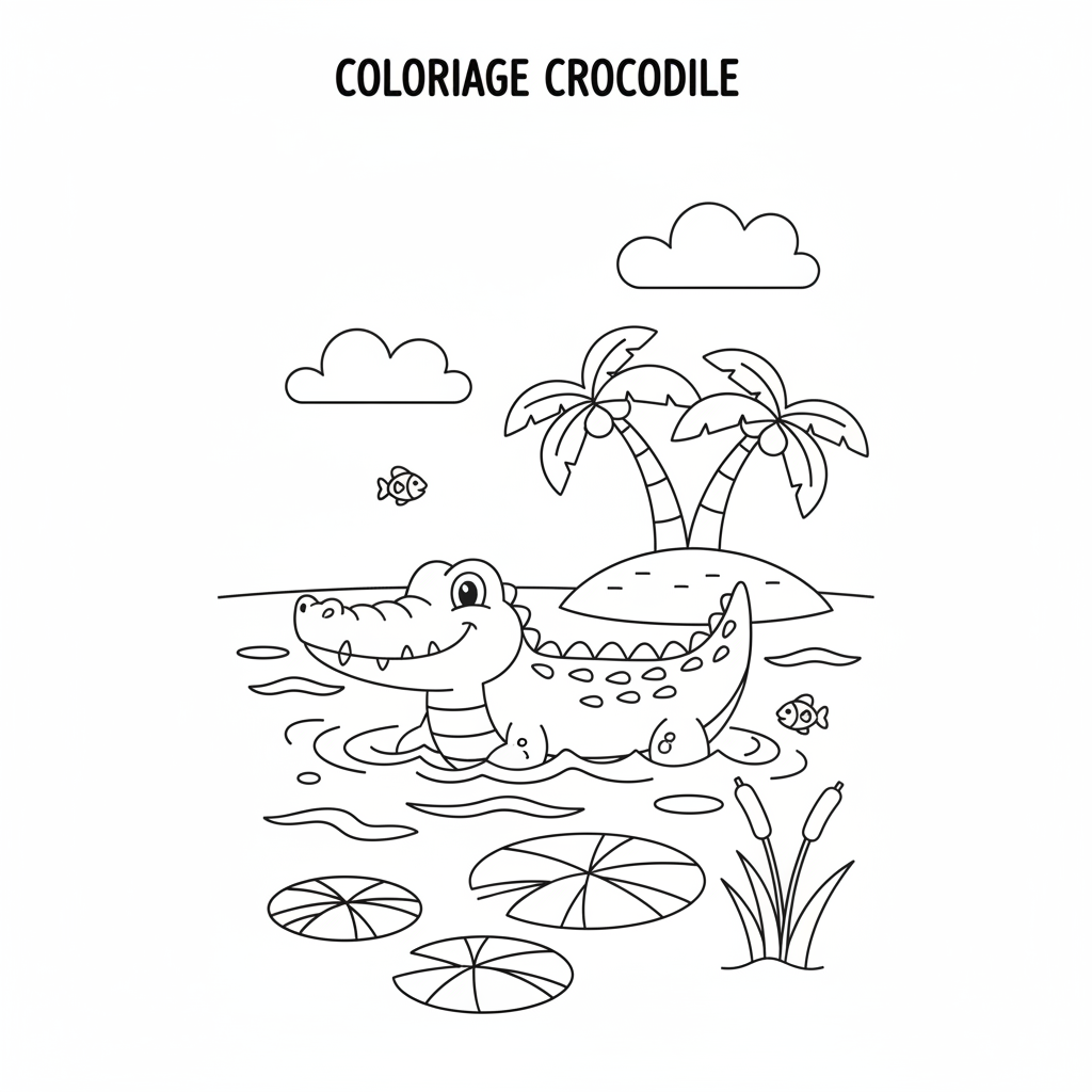 Coloriage coloriage à imprimer crocodile 3