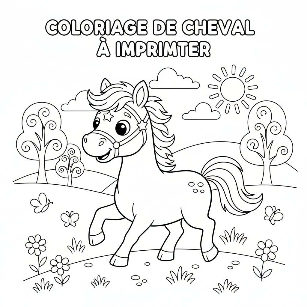 Coloriage coloriage à imprimer de cheval 3