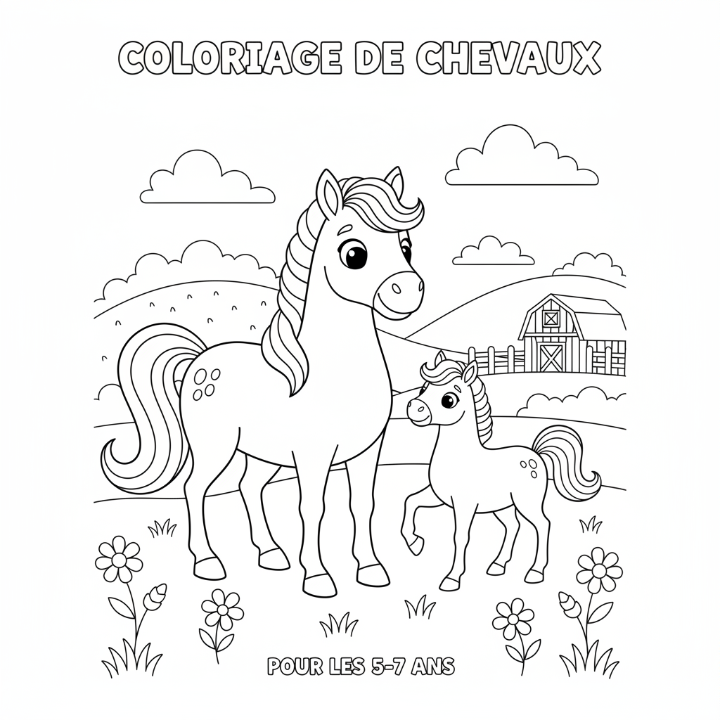 Coloriage coloriage à imprimer de chevaux 2