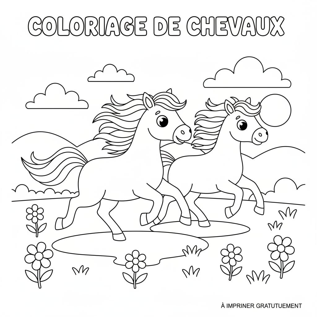 Coloriage coloriage à imprimer de chevaux 5