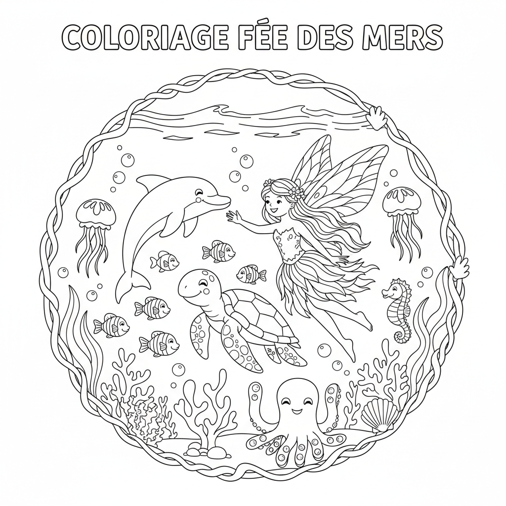 Coloriage coloriage à imprimer fée 5