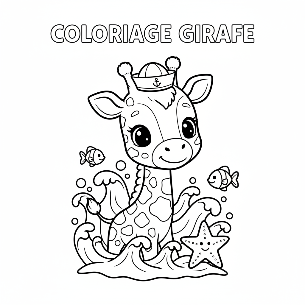 Coloriage À Imprimer Girafe Gratuit pour les Enfants