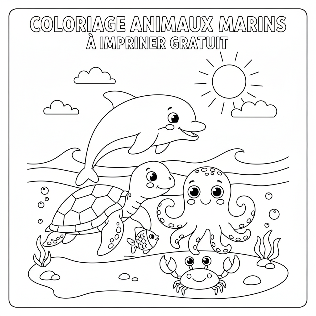 Coloriage À Imprimer Gratuit Animaux de la Mer pour Enfants