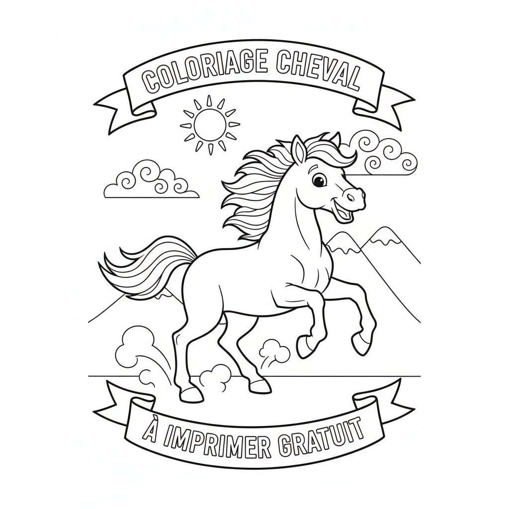 Coloriage coloriage à imprimer gratuit cheval 5