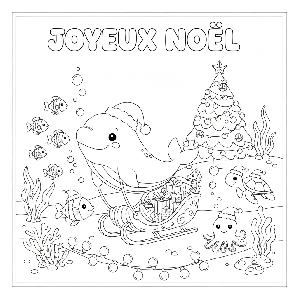 Coloriage A Imprimer Gratuit De Noel Animaux de la Mer