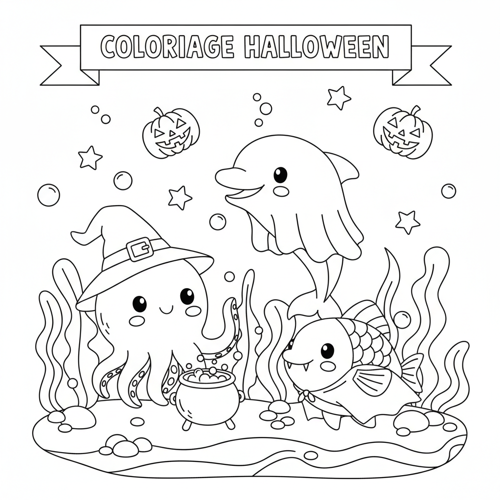 Coloriage A Imprimer Gratuit Halloween Animaux de la Mer