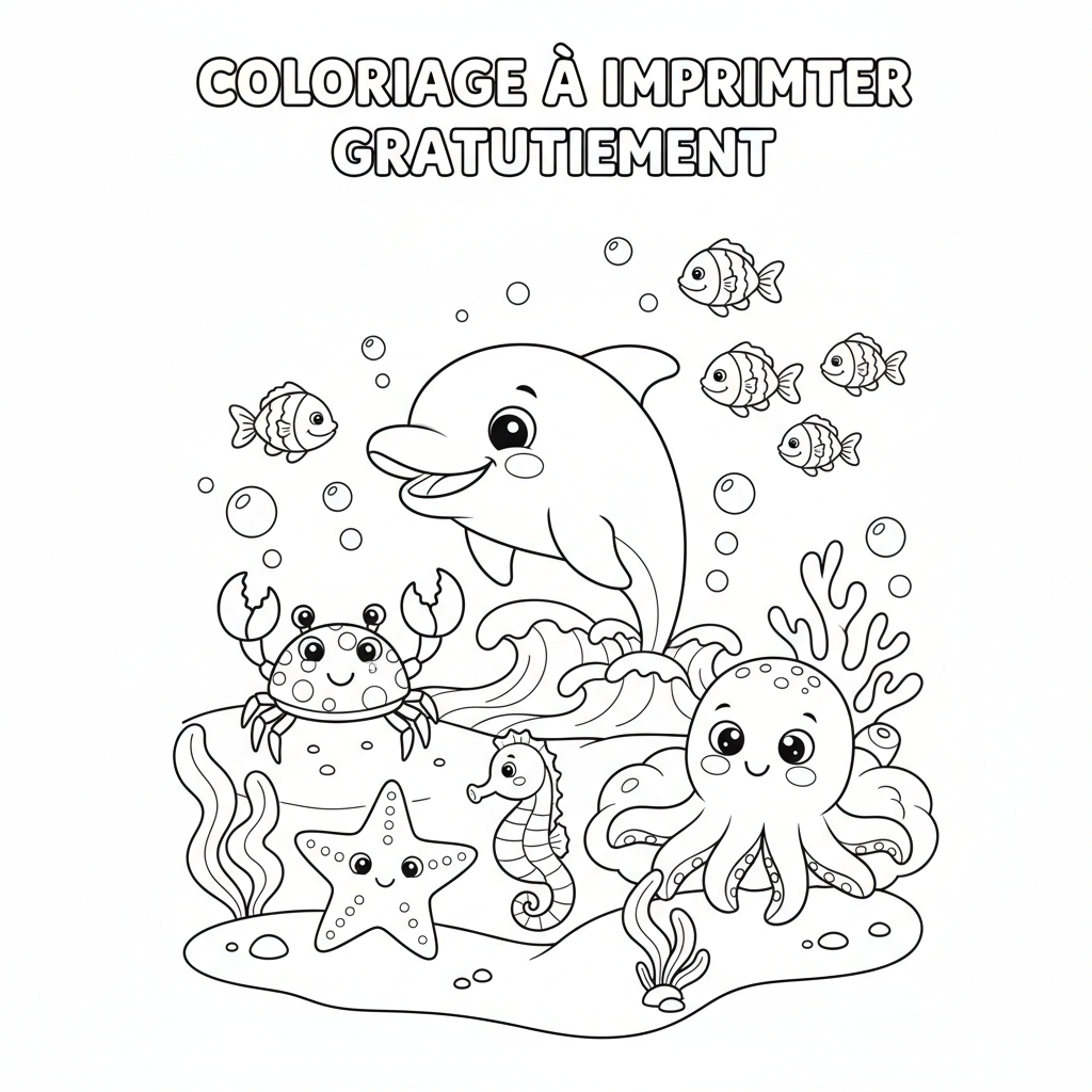 Coloriage À Imprimer Gratuitement sur les Animaux Marins