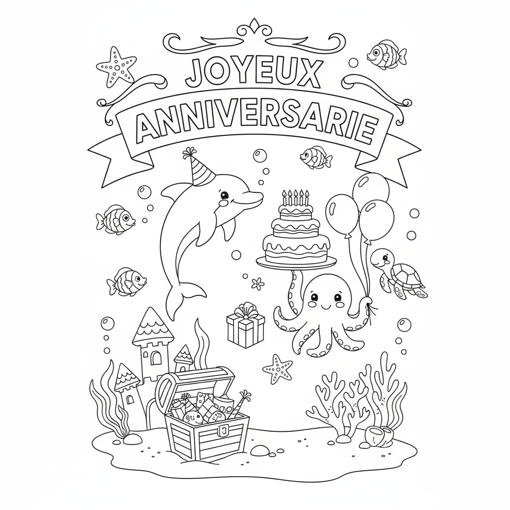 Coloriage coloriage à imprimer joyeux anniversaire 2