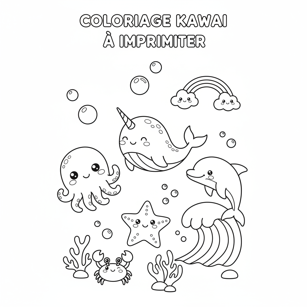 Coloriage coloriage à imprimer kawaii