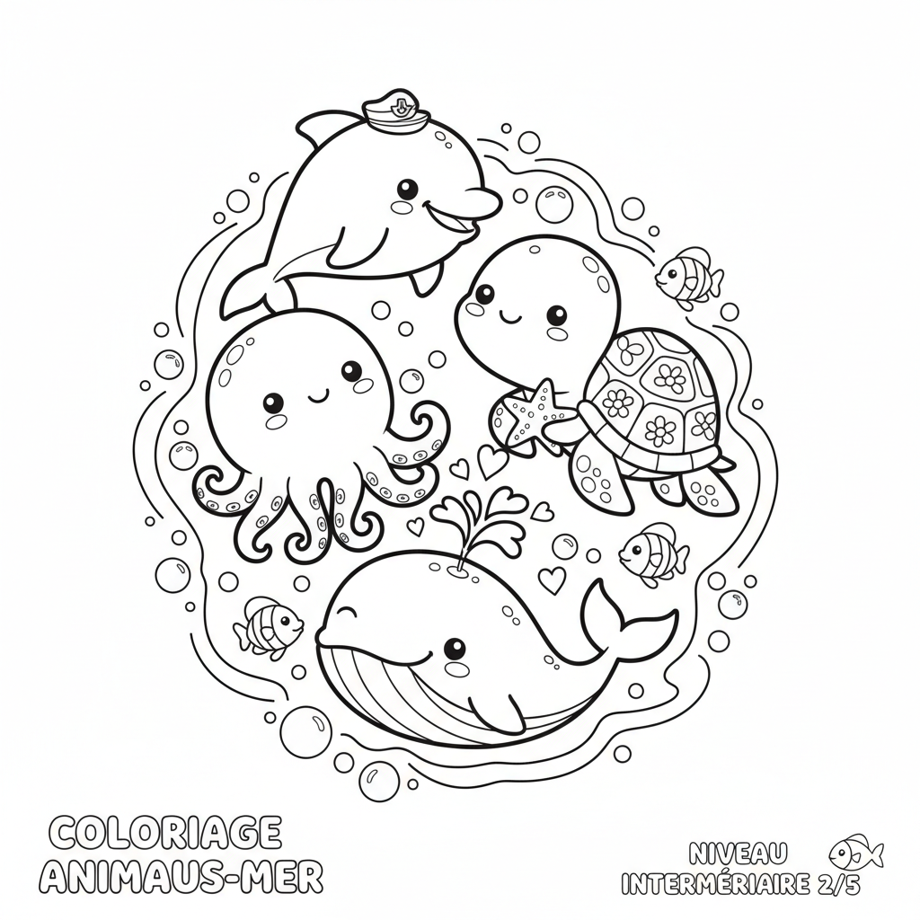 Coloriage coloriage à imprimer kawaii animaux 2