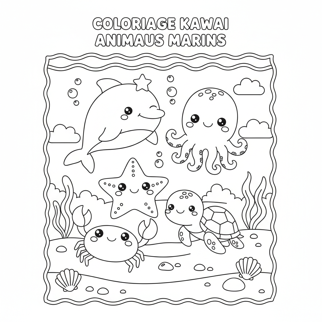 Coloriage coloriage à imprimer kawaii animaux 3