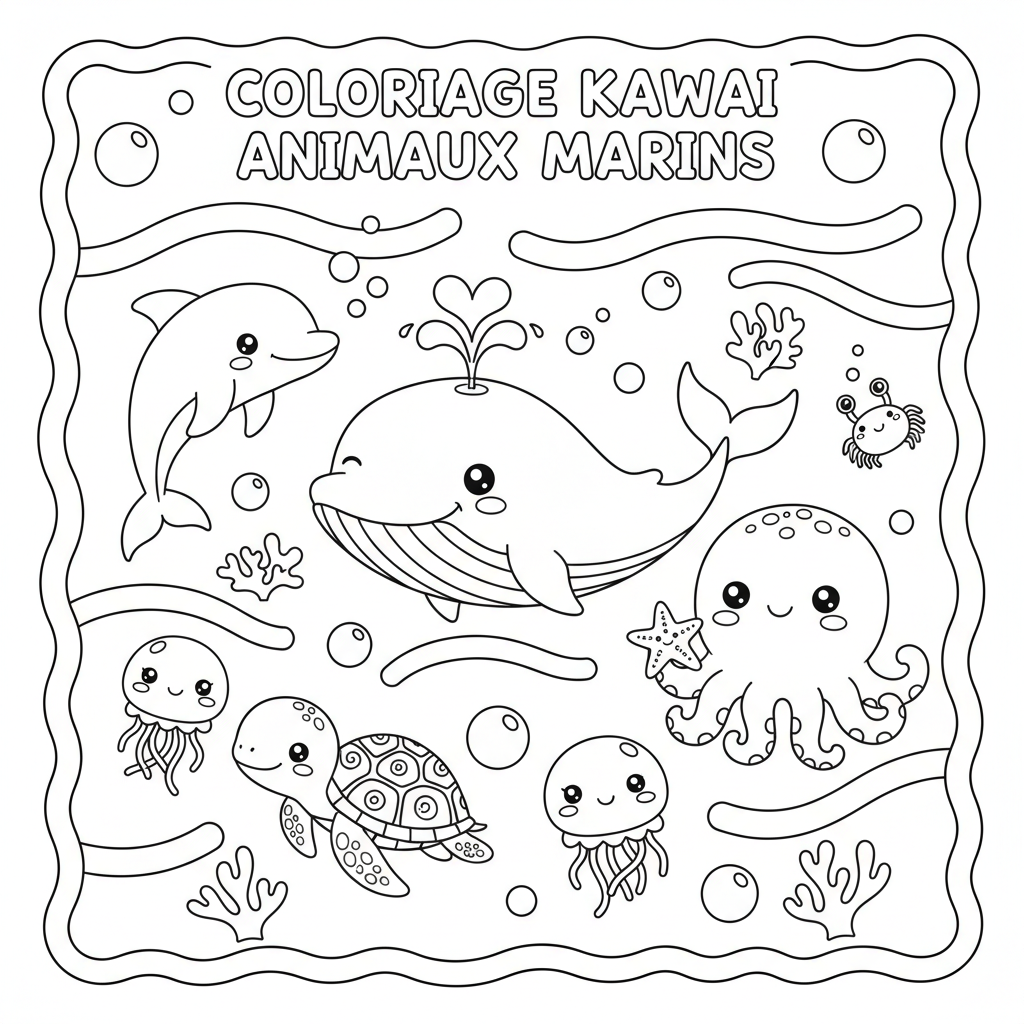 Coloriage coloriage à imprimer kawaii animaux 4