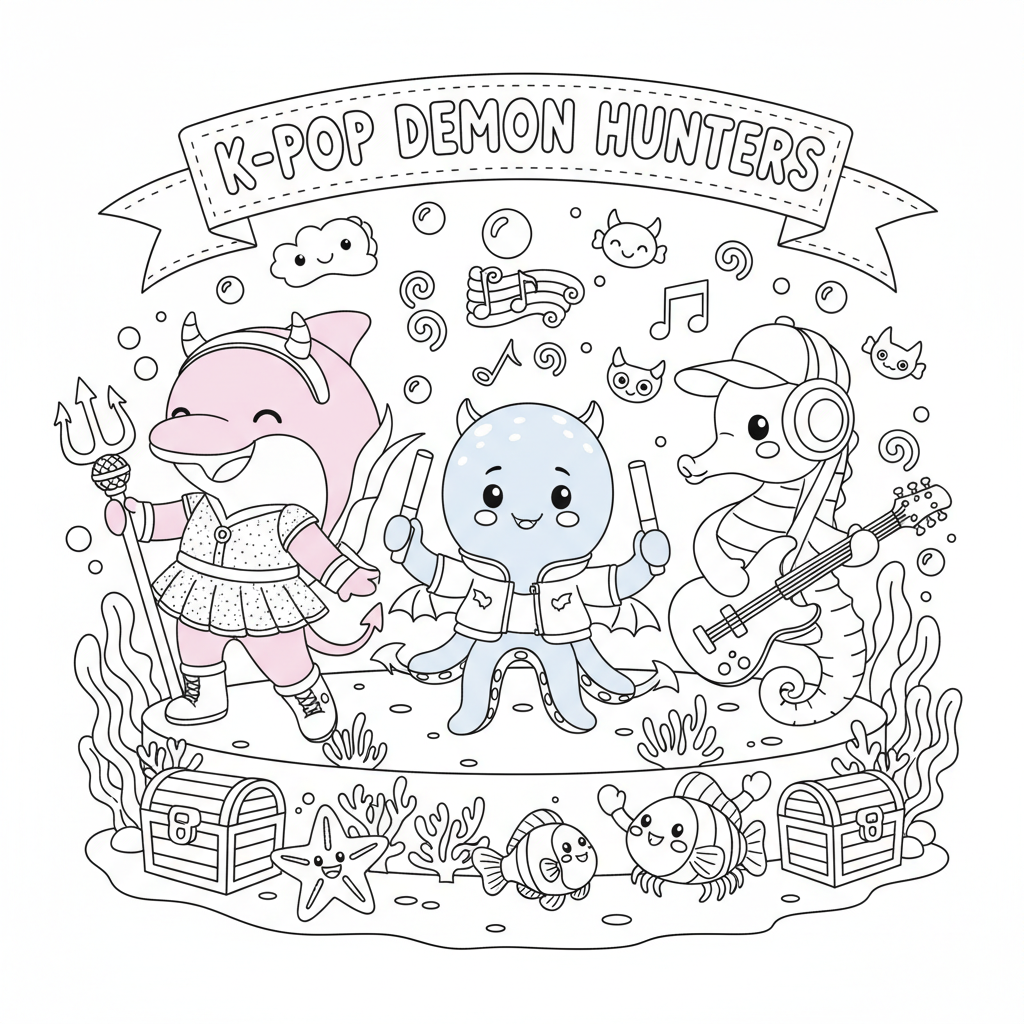 Coloriage À Imprimer Kpop Demon Hunters Gratuit pour Enfants