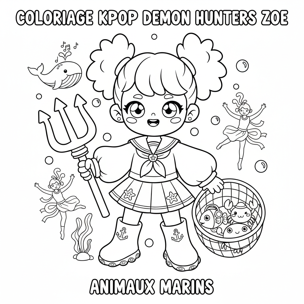 Coloriage À Imprimer Kpop Demon Hunters Zoe pour Enfants