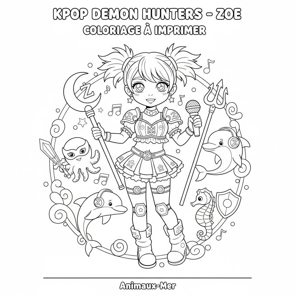 Coloriage coloriage à imprimer kpop demon hunters zoe 2