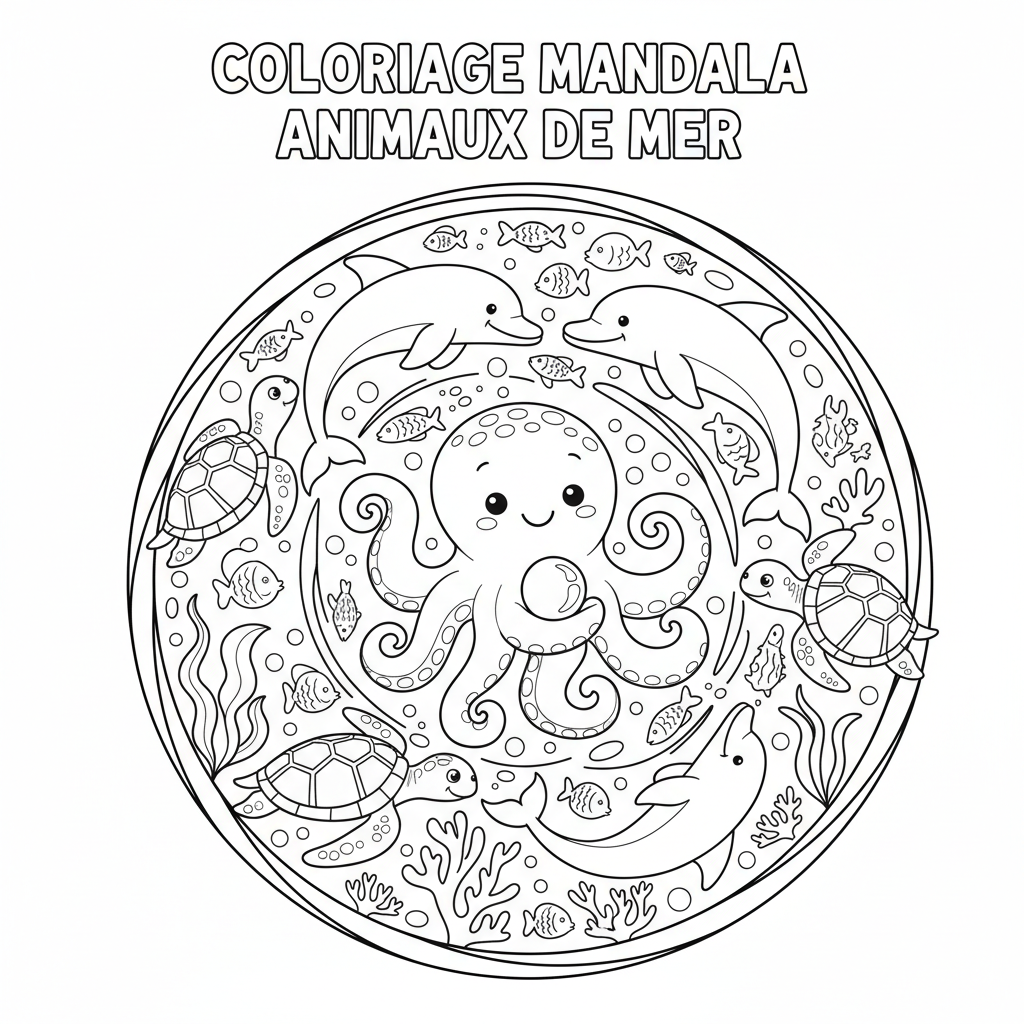 Coloriage coloriage à imprimer mandala animaux 5