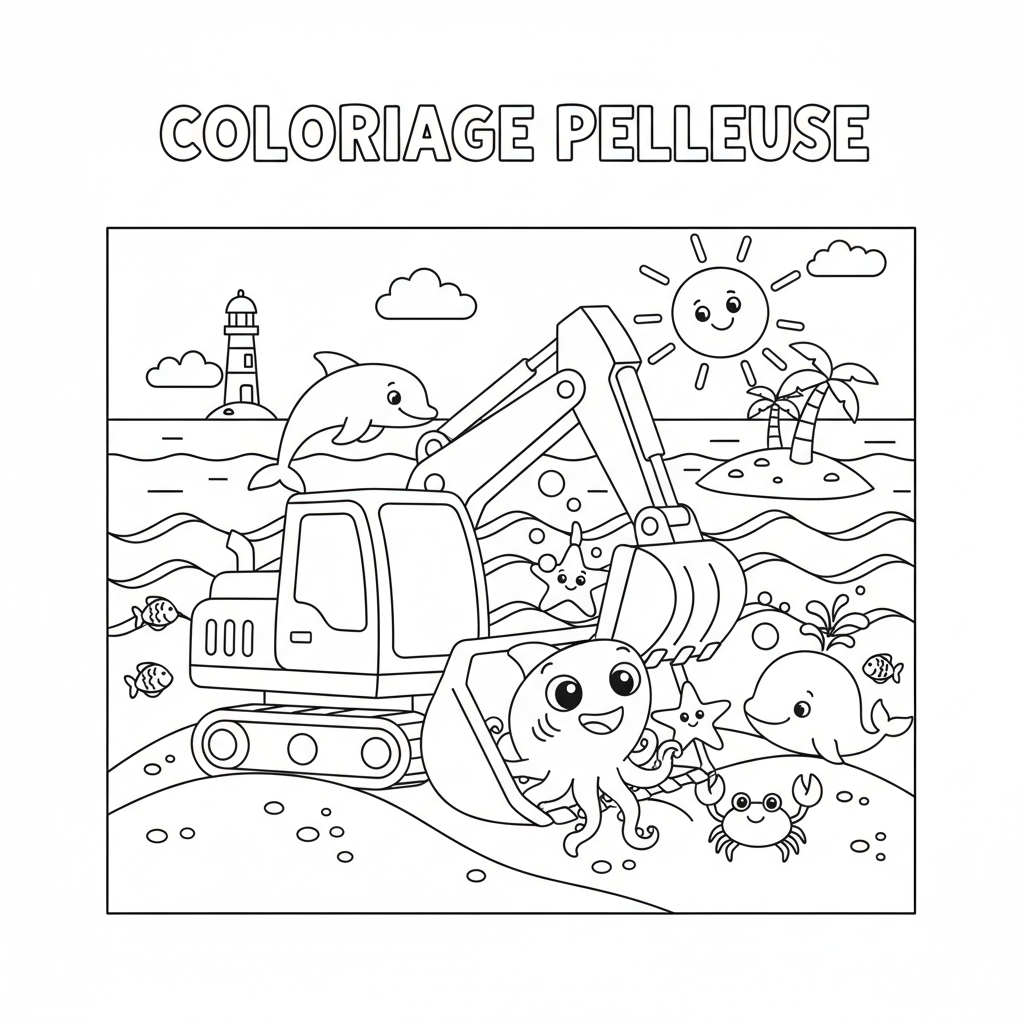 Coloriage À Imprimer Pelleteuse à Colorier pour Enfants