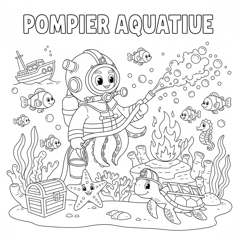 Coloriage coloriage à imprimer pompier 5