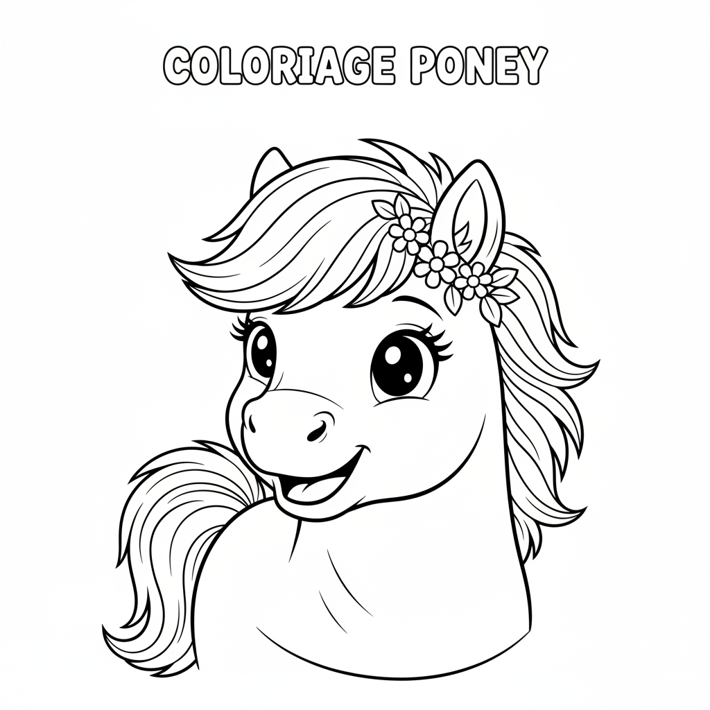 Coloriage coloriage à imprimer poney 4