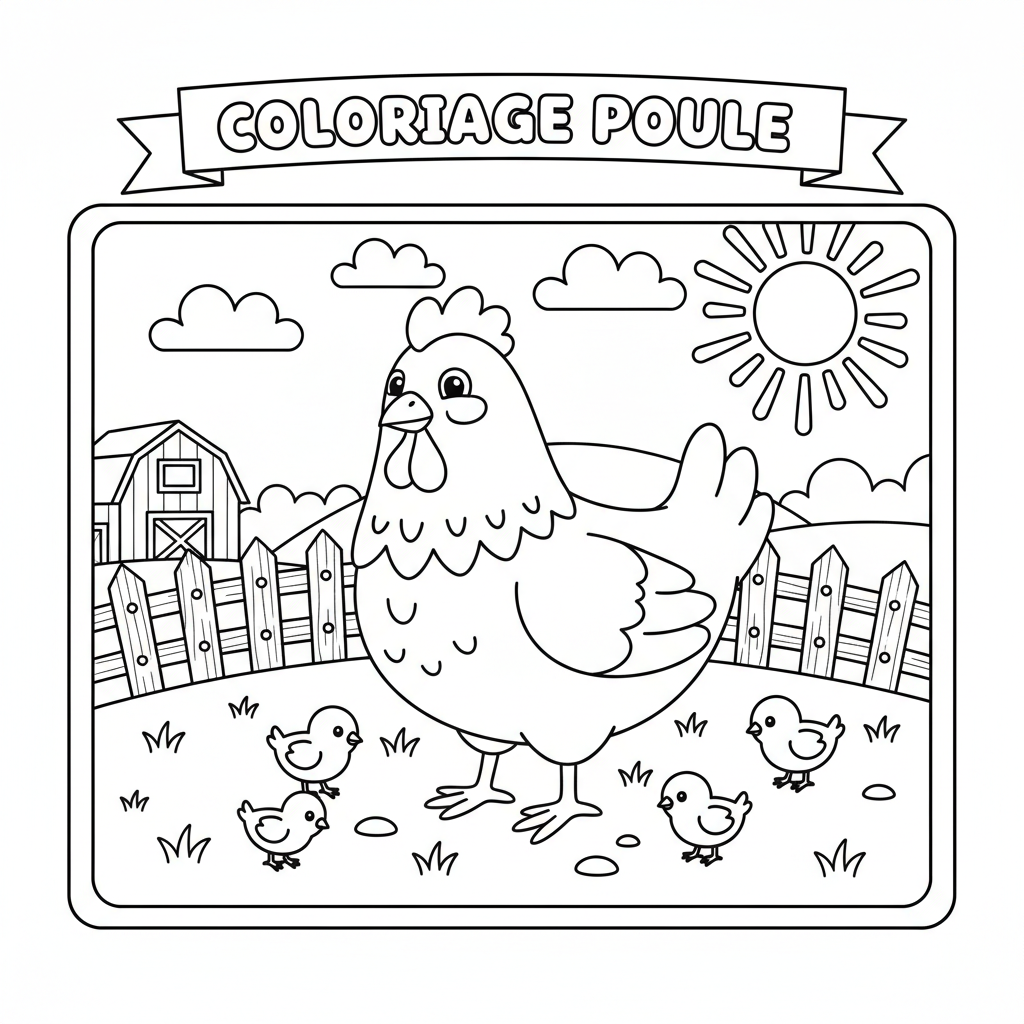 Coloriage coloriage à imprimer poule 3