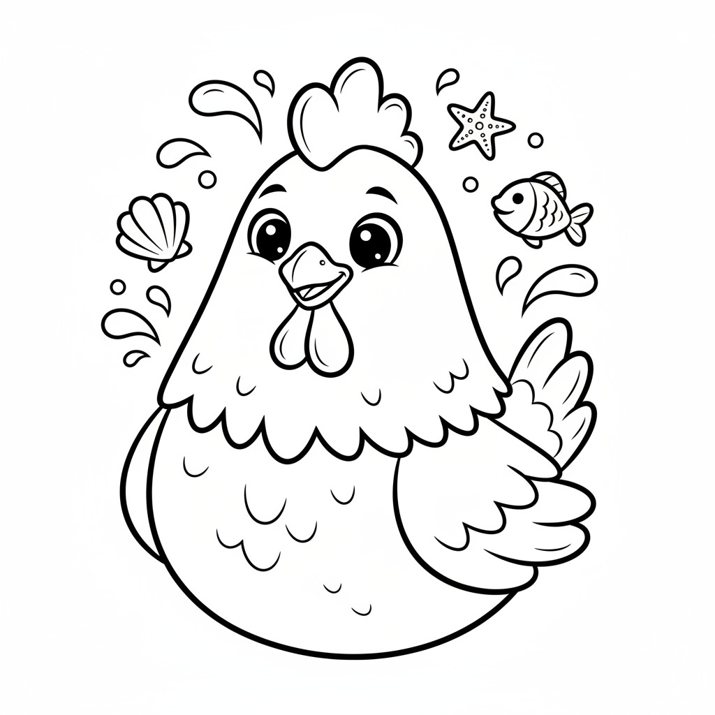 Coloriage coloriage à imprimer poule 4