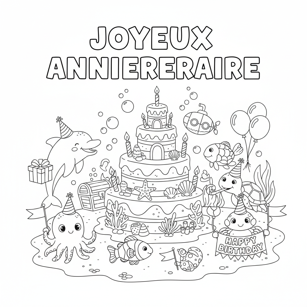 Coloriage coloriage à imprimer pour anniversaire 2