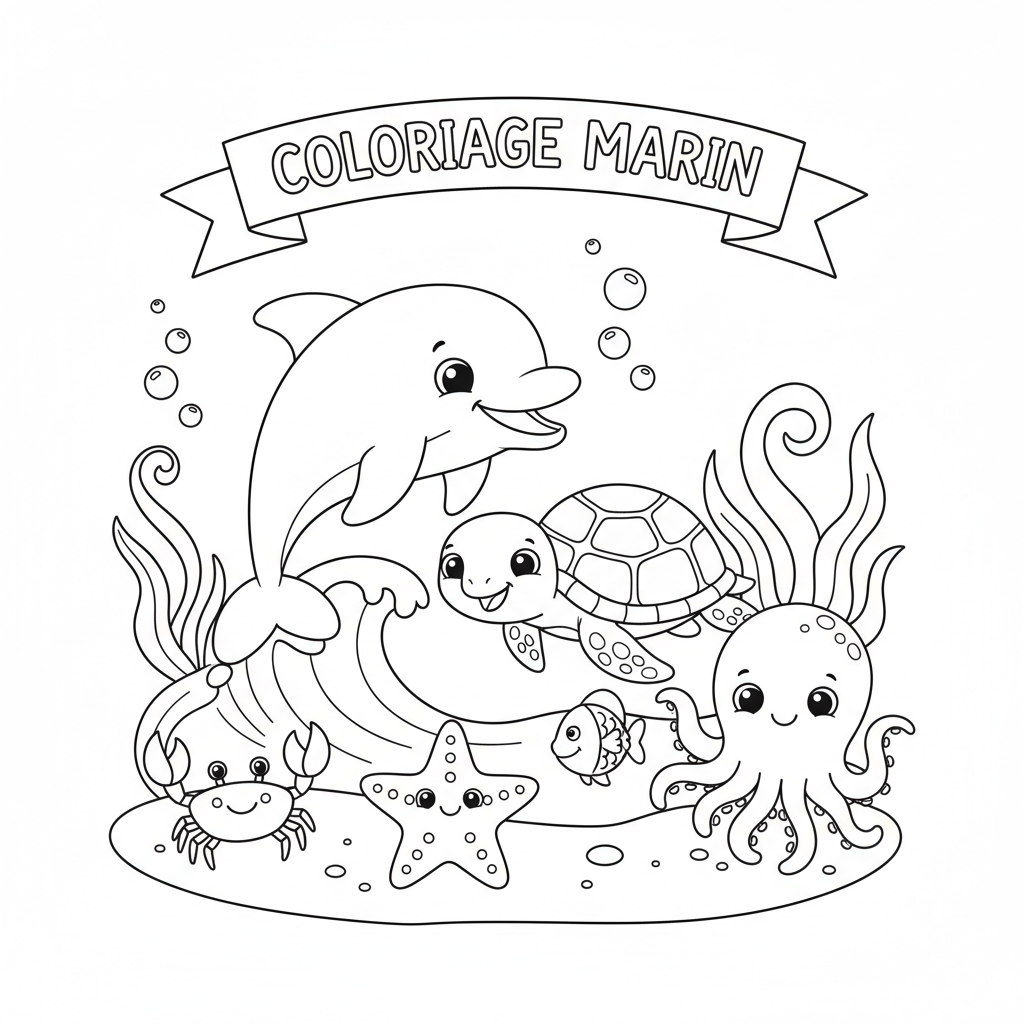 Coloriage À Imprimer Pour Petit sur les Animaux de la Mer
