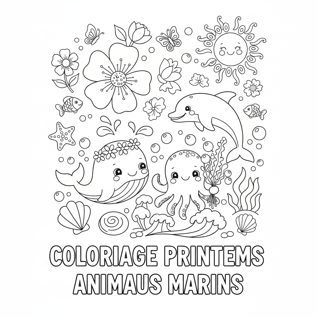 Coloriage À Imprimer Printemps Gratuit pour Enfants