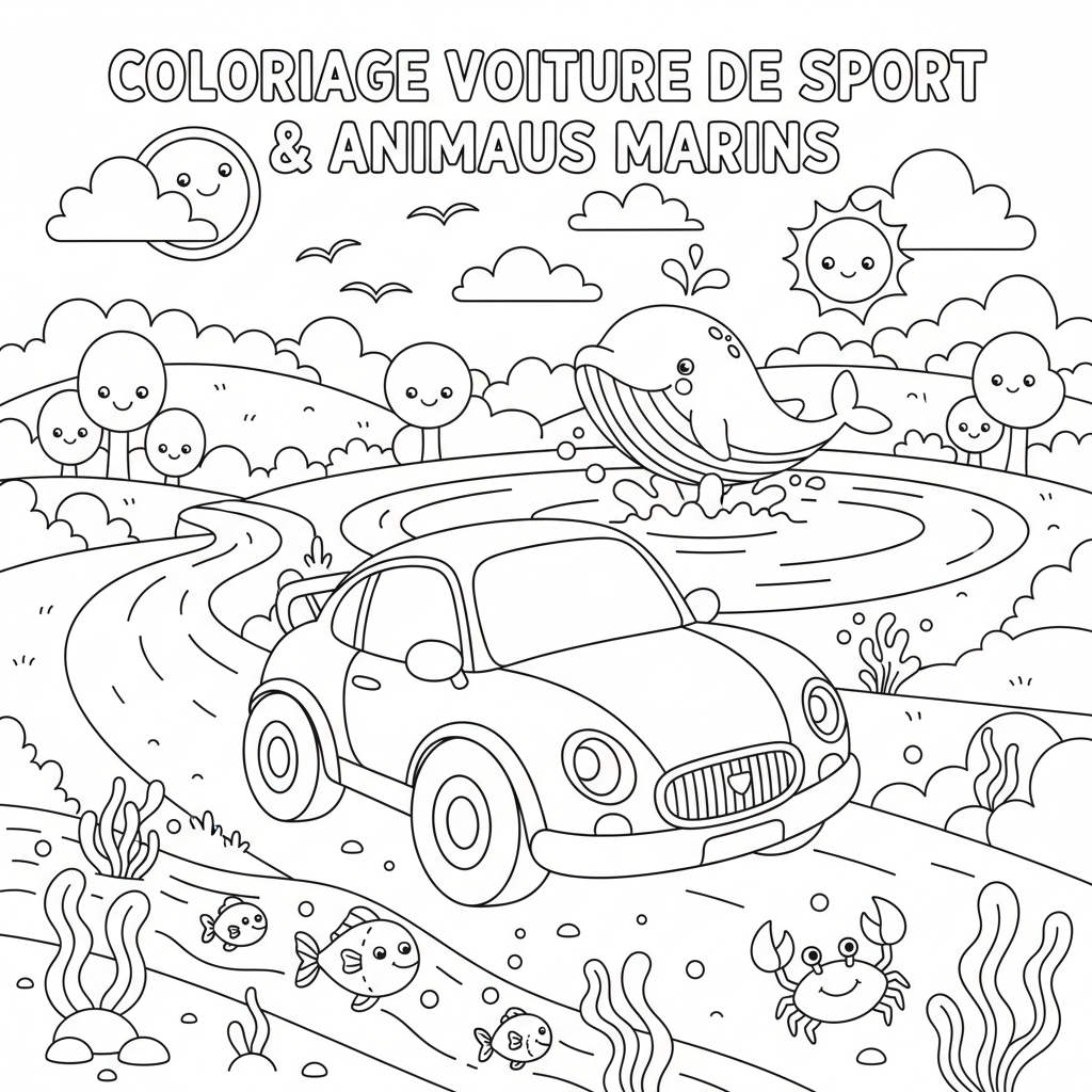 Coloriage coloriage à imprimer voiture de sport 3