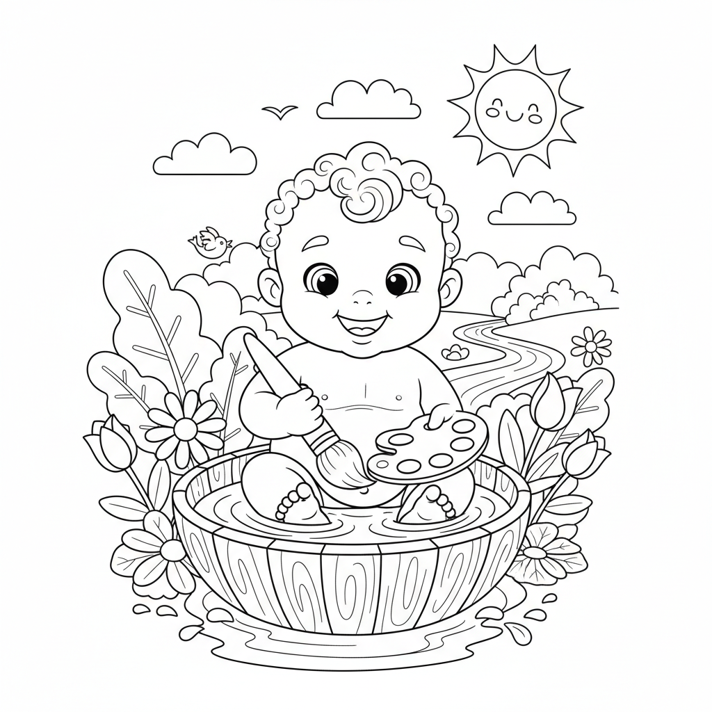 Coloriage coloriage à l'eau bébé 3