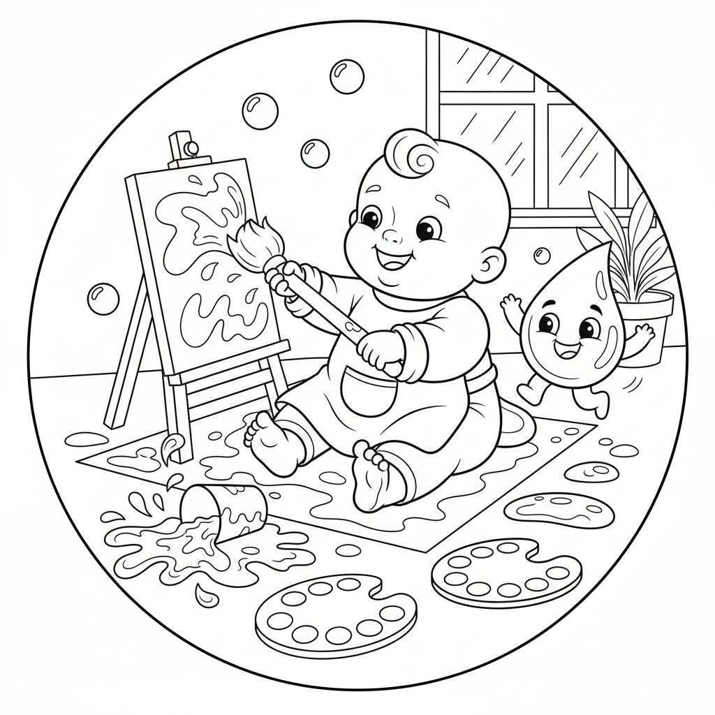 Coloriage coloriage à l'eau bébé 5