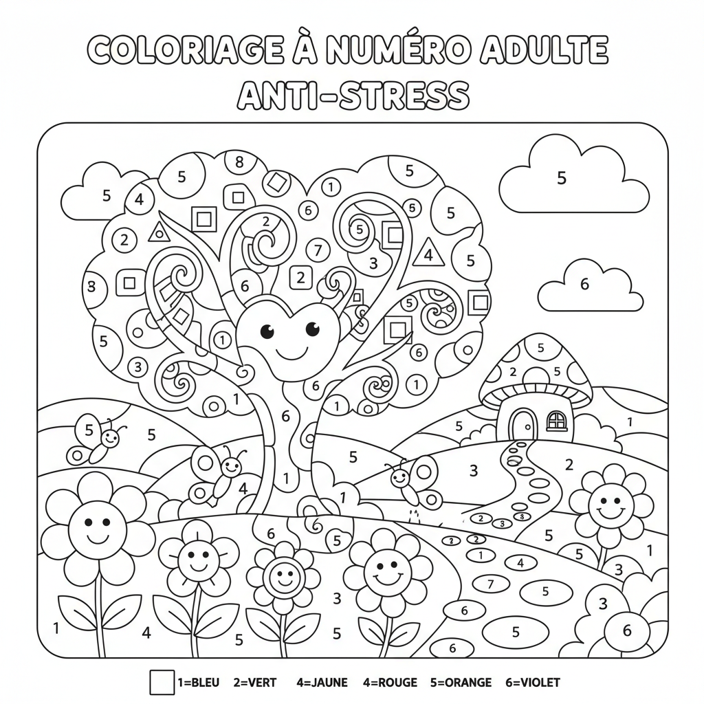 Coloriage coloriage à numéro adulte 3