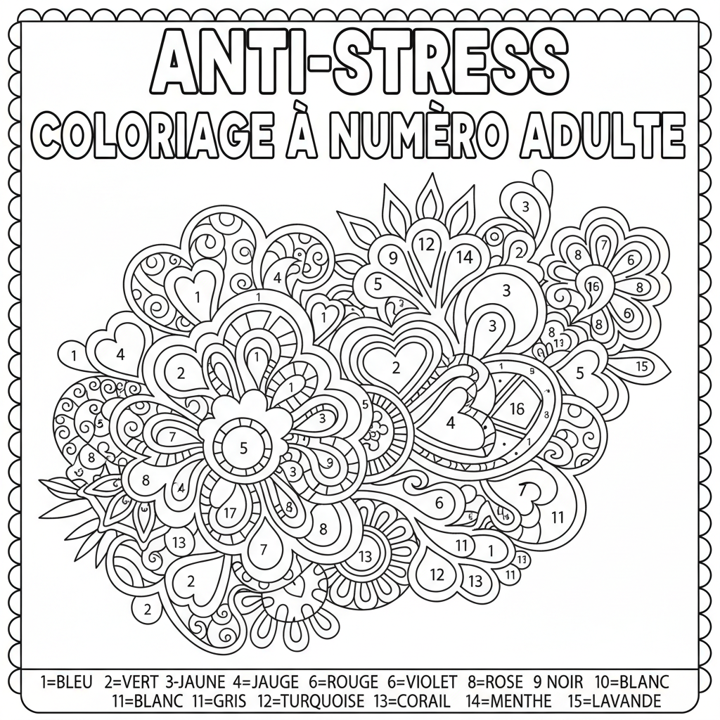 Coloriage coloriage à numéro adulte 5