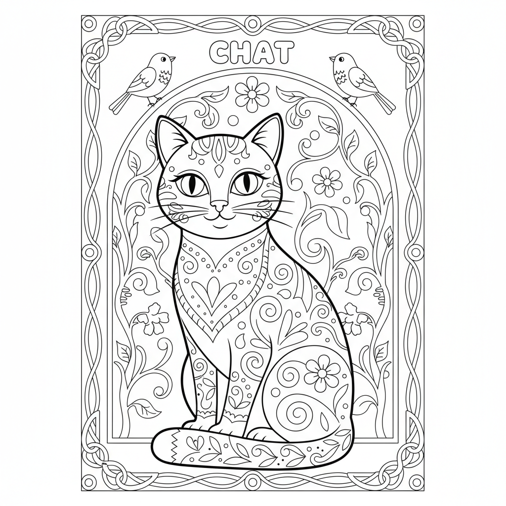 Coloriage coloriage adulte chat 2