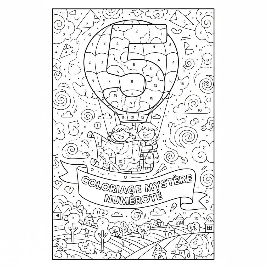 Coloriage coloriage adulte numéroté 5