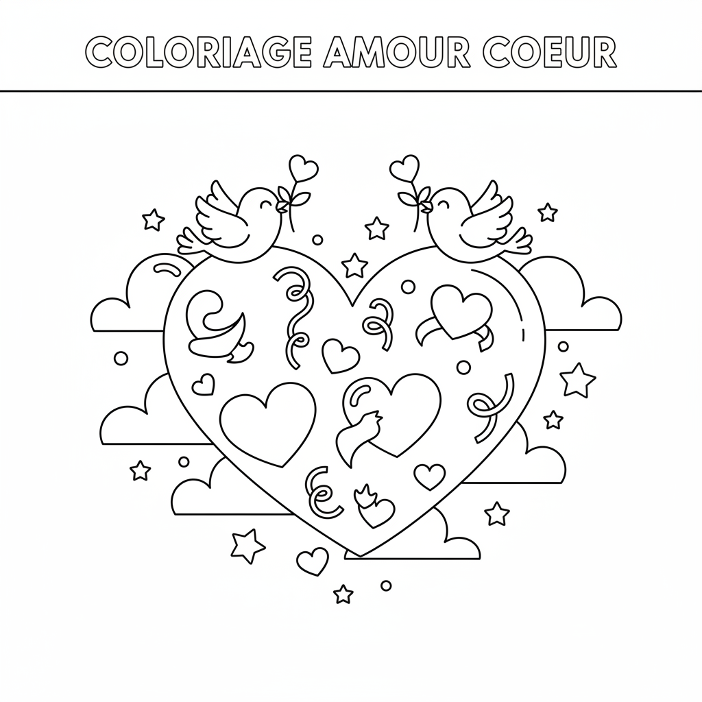 Coloriage coloriage amour coeur 2