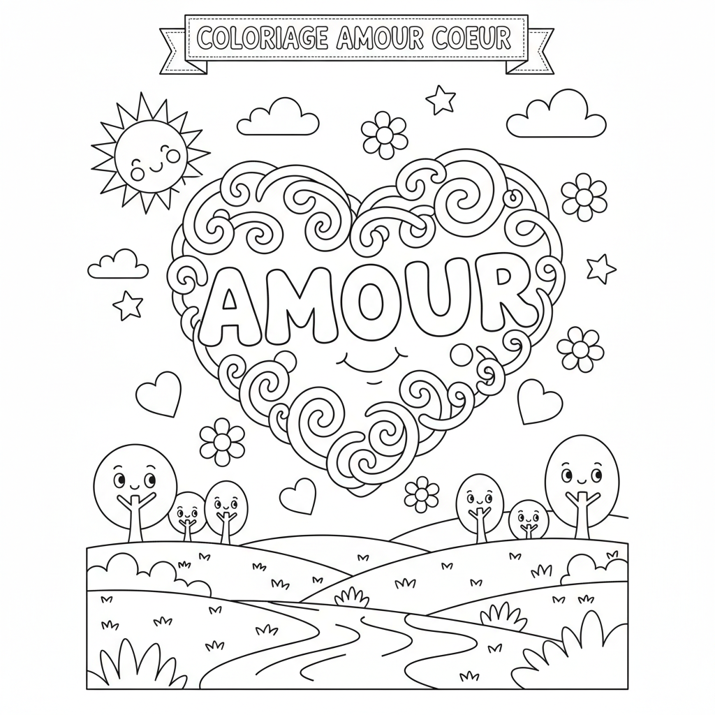 Coloriage coloriage amour coeur 3