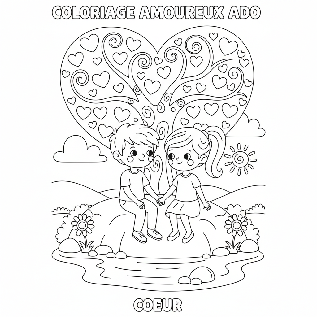 Coloriage coloriage amoureux ado 3
