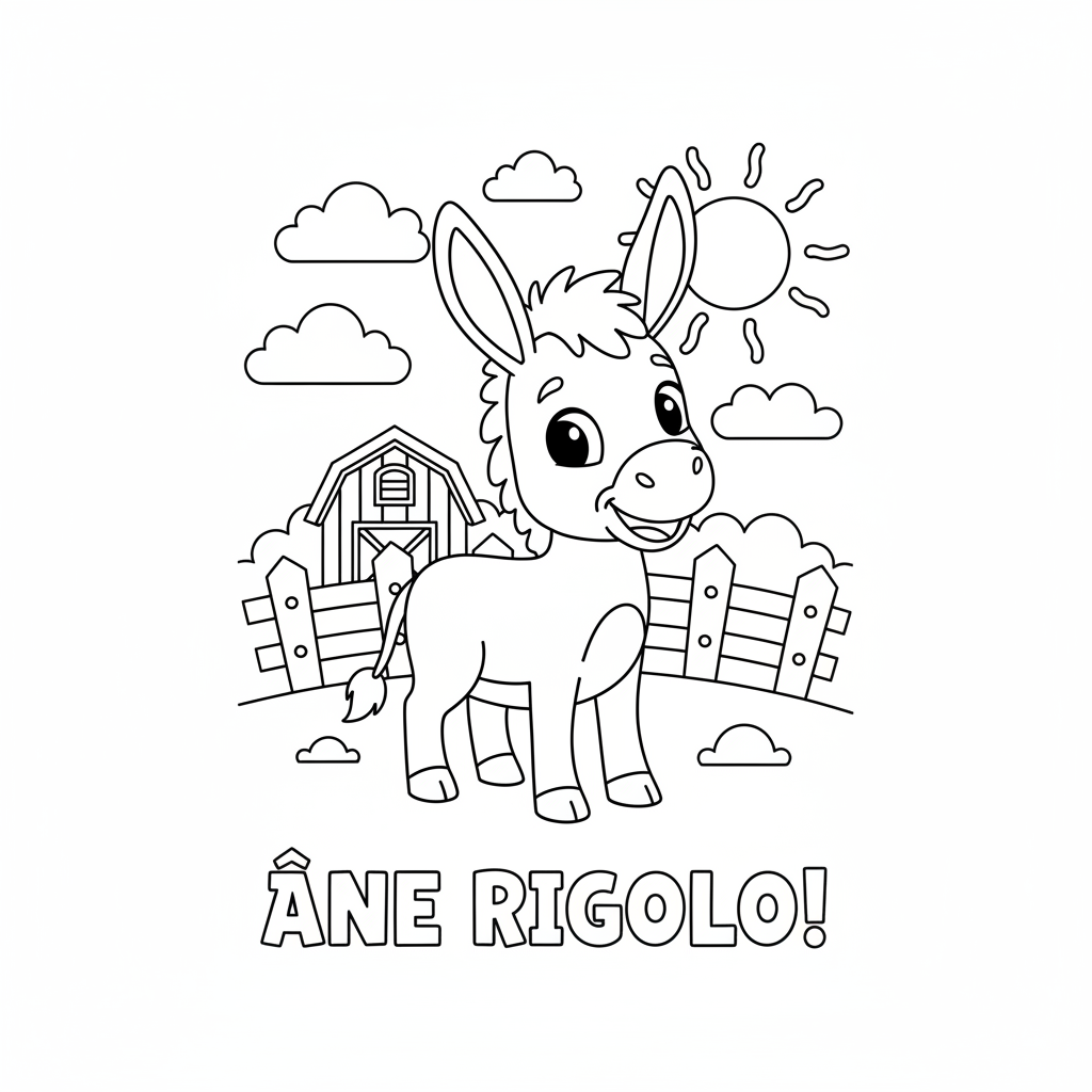 Coloriage Ane Gratuit à Imprimer pour Enfants