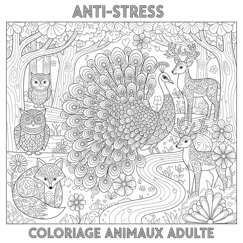 Coloriage coloriage animaux adulte 3