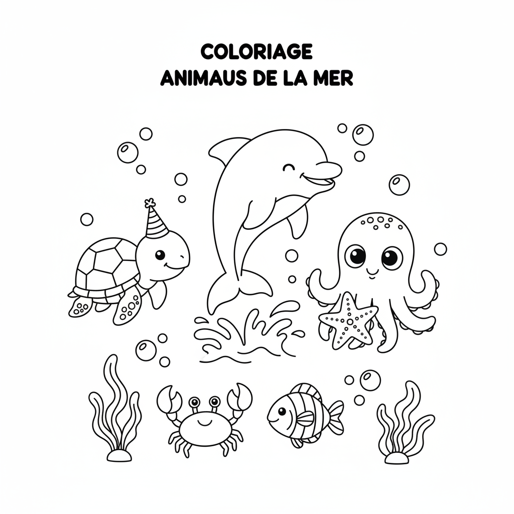 Coloriage Animaux de la Mer Gratuit à Imprimer