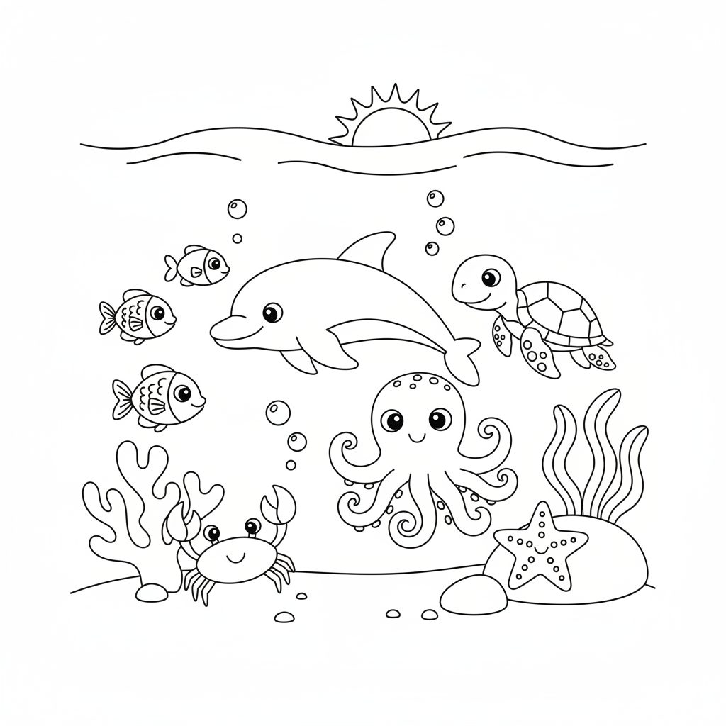 Coloriage coloriage animaux de la mer 3