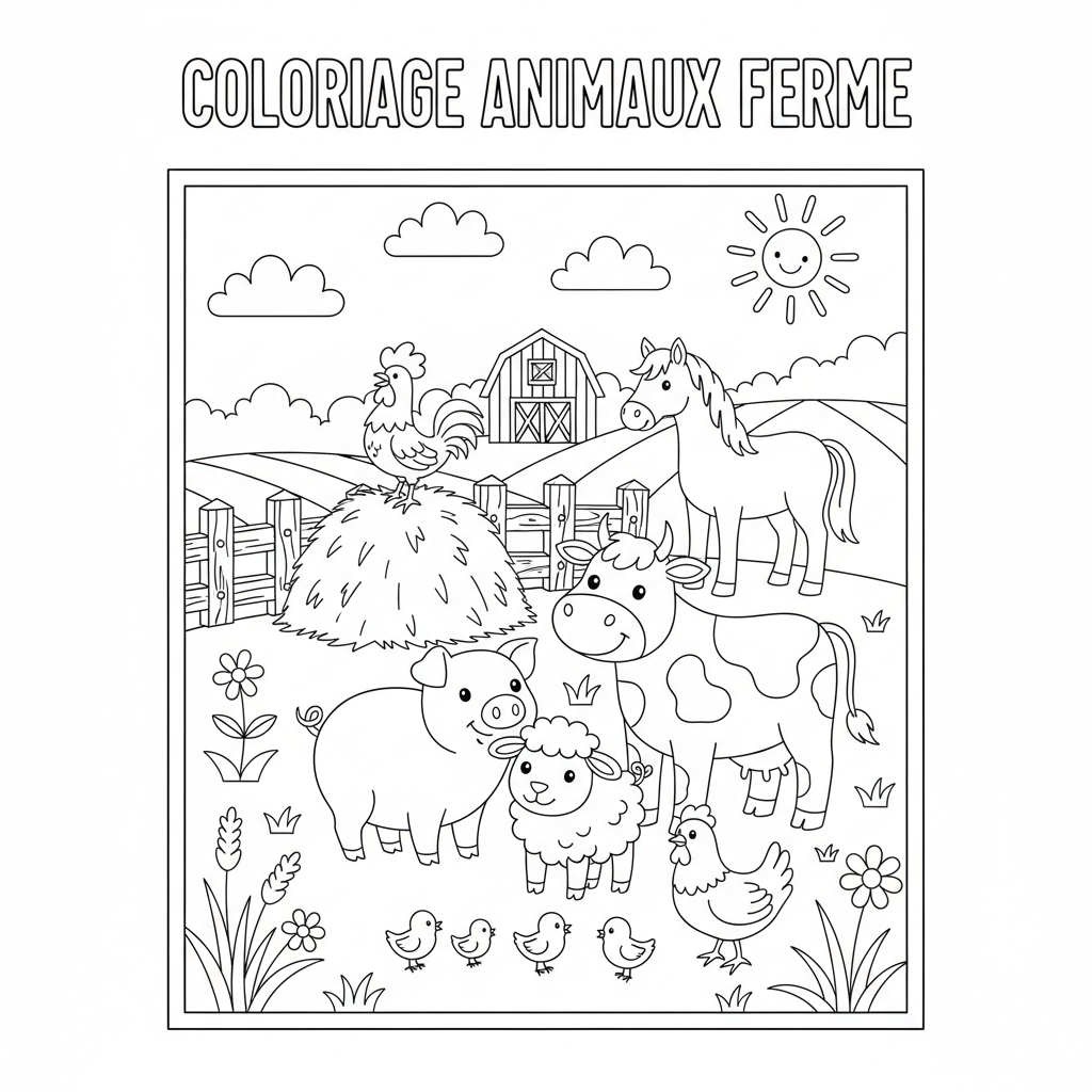 Coloriage coloriage animaux ferme 3